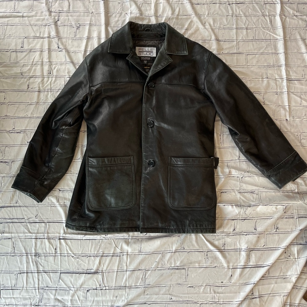 Wilson’s Pelle Studio Men's Black Leather Car Coat